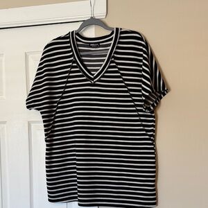 HEIMISH USA Black and White Striped Top